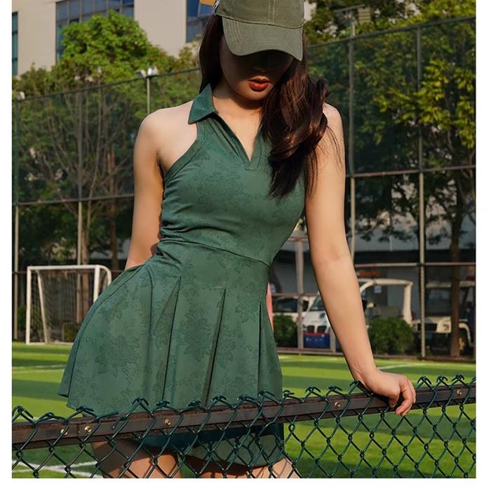 Jual dress tennis ladies sleeveless polo dress tennis baju terusan