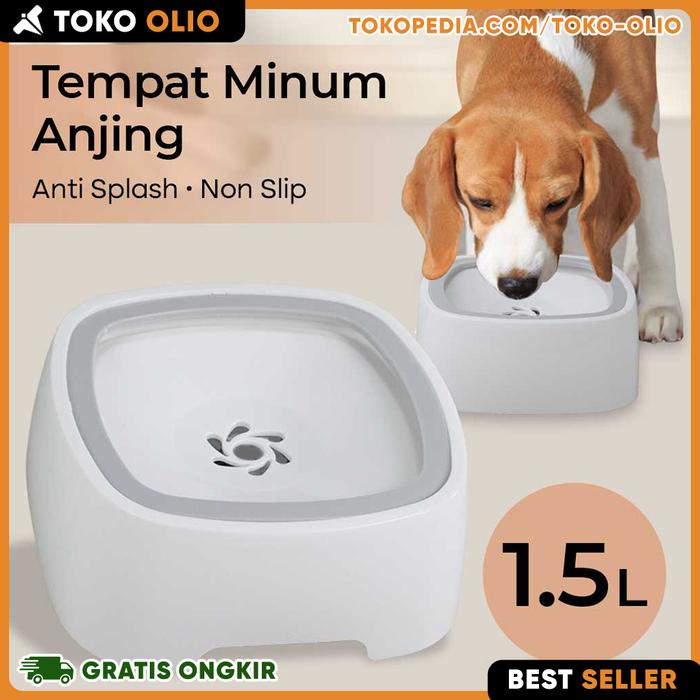 Gambar Wadah Tempat Minum Anjing Kucing 1.5L Anti Tumpah Cipratan Non Slip - Putih dari TOKO OLIO undefined Tokopedia