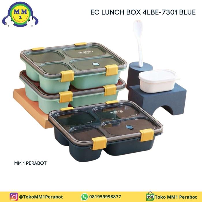 Gambar ECENTIO LUNCH BOX 4LBE-7301 GREEN/KOTAK MAKAN 4 GRID DENGAN KOTAK SUP dari Toko MM1 Perabot undefined Tokopedia