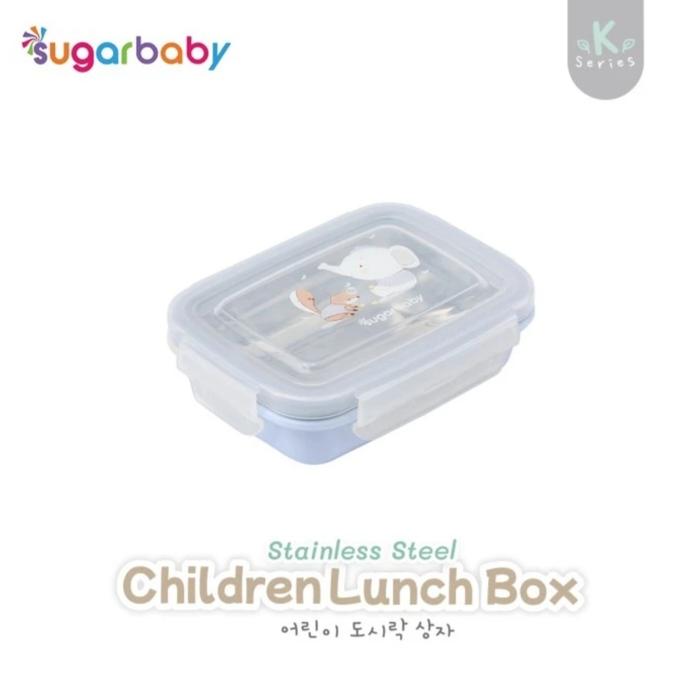 Gambar SUGAR BABY Stainless Steel Children Lunch Box / Kotak Bekal Makan Anak - Blue dari Milliestoreid undefined Tokopedia