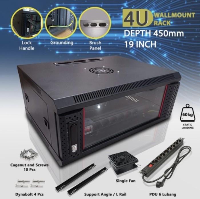 Jual wallmount rack 4u depth / rack server 4u single door - Jakarta ...