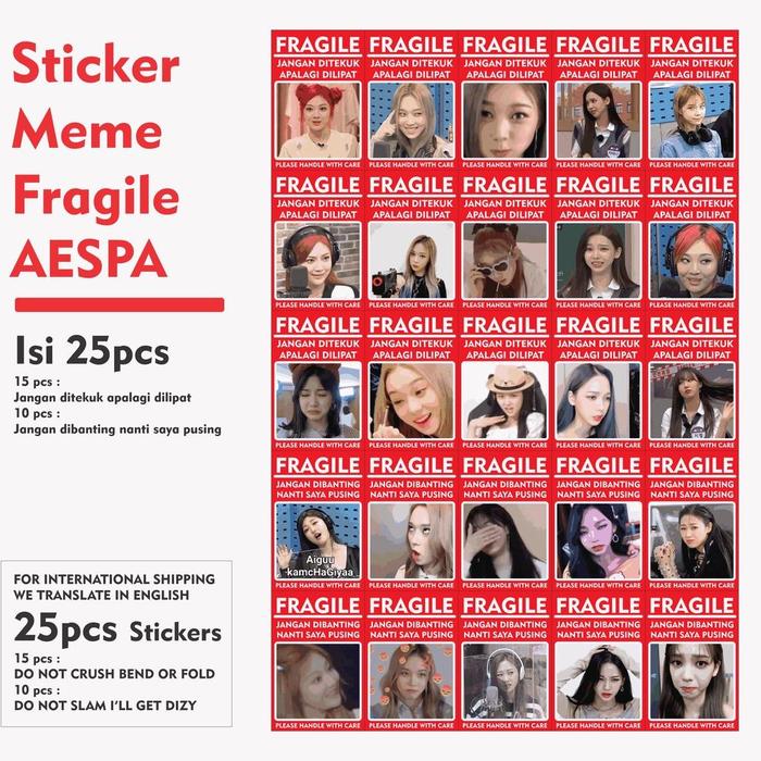 Gambar ORI Sticker Label Fragile untuk Paket KPOP Lucu Meme BTS, EXO, NCT, - MEME AESPA dari rotan-store undefined Tokopedia
