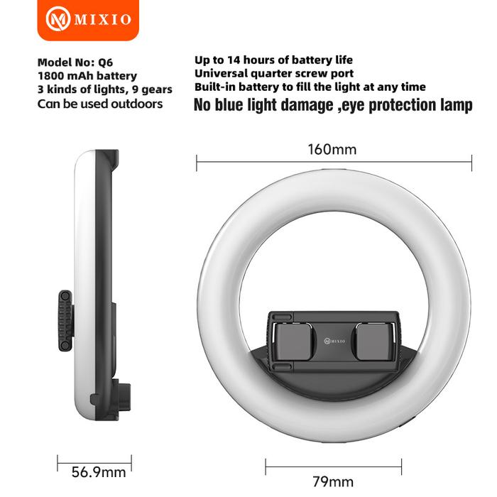 Gambar MIXIO Q6 Ring light PORTABLE 6inc 16cm Ringlight Livestreamer Selfie - RINGLIGHT Q6 Aj dari MIXIO undefined Tokopedia