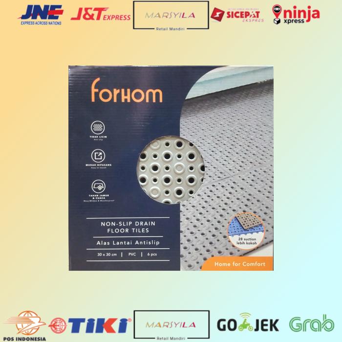 Forhom Jual FORHOM ANTI SLIP PVC KESET KAMAR MANDI 30X30 CM SET 6 PCS - Abu ...