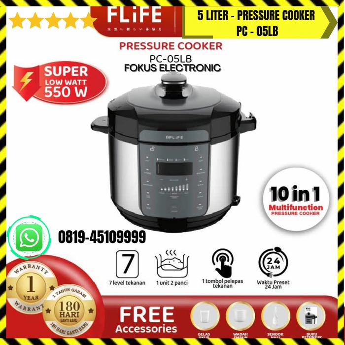 Gambar FLIFE Elektronik Pressure Cooker - Panci Presto 5 L - Super Low Watt dari Fokus Electronic Store undefined Tokopedia