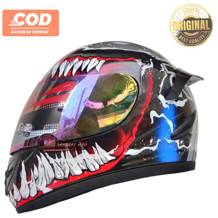 Gambar helm fullface tanduk motif terbaru ORIGINAL - venom, helm PKT gnteng dari sahabatryd undefined Tokopedia