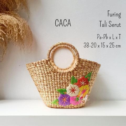 Gambar Tas CACA anyaman enceng gondok Polos Sulam Jogja handbag kerajinan ece - Sulam Bunga  dari dedaunanshop undefined Tokopedia
