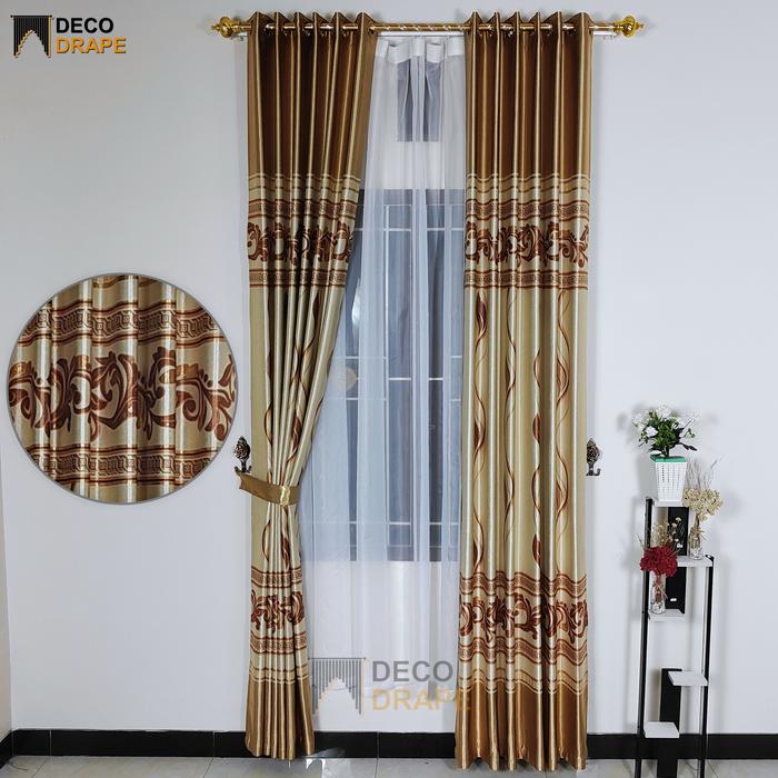 Gambar Gorden Pintu Dan Jendela Mewah Kain Blackout Tebal Model Smokering - Gold, L 135 X T 230 dari Decodrape undefined Tokopedia