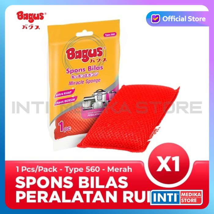 Gambar BAGUS - Sabut Spons BILAS Type 560 | Sponge Cuci Piring & Alat Masak - Merah dari INTI MEDIKA STORE undefined Tokopedia