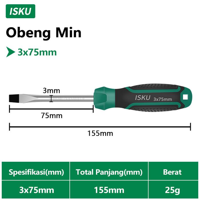 Gambar ISKU Obeng Set/Kepala Magnetik Obeng/Obeng Plus dan Negatif 2in1 - 3*75mm - dari Isku tools1 undefined Tokopedia