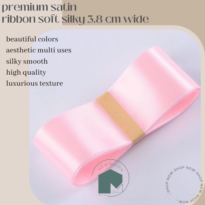 Gambar Pita satin premium 3,8 cm 1.5 inch silky ribbon 3,8cm 38mm korea buket - light pink dari New Moon Casa undefined Tokopedia