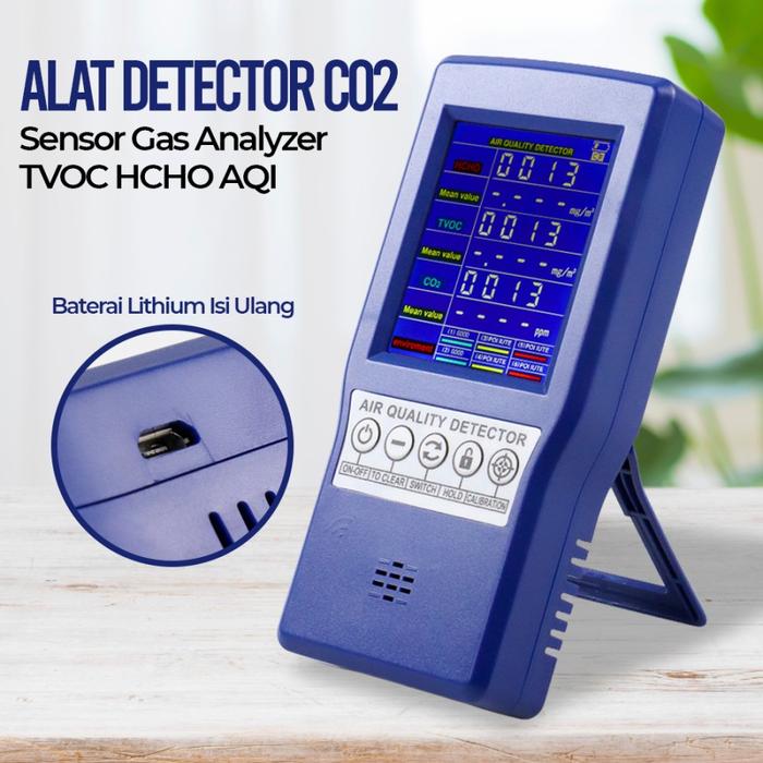 Gambar Alat Ukur Kwalitas Udara Detector CO2 Sensor Analyzer TVOC HCHO AQI - JSM-131 SC dari EVOLUTION 21 undefined Tokopedia