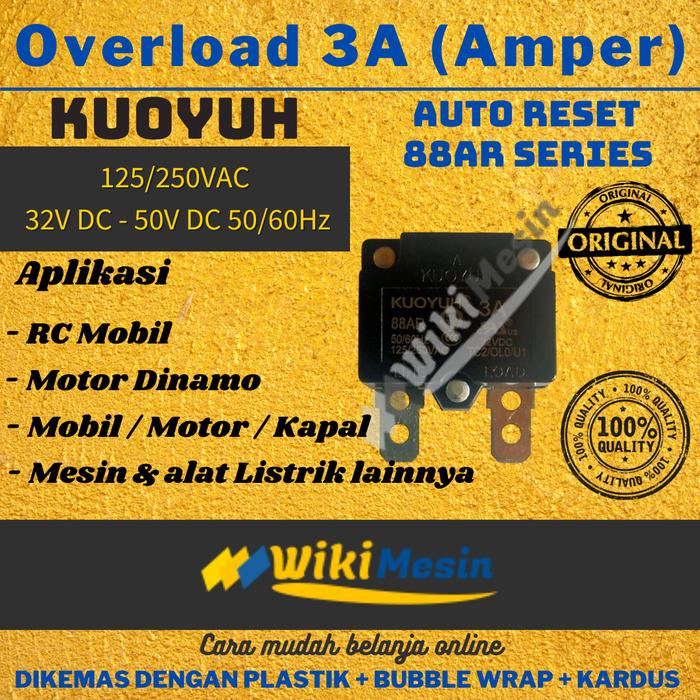 Gambar ORI Overload Thermal Circuit Breaker Kuoyuh 88AR Series Auto Reset - 3A dari Overload Wikimesin undefined Tokopedia