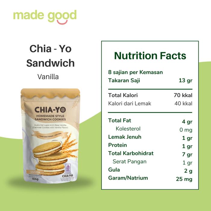 Gambar Chia-Yo Sandwich - Cookies Coffee Matcha Berries Spekuk Vanilla Velvet - Vanilla dari Madegood Market undefined Tokopedia