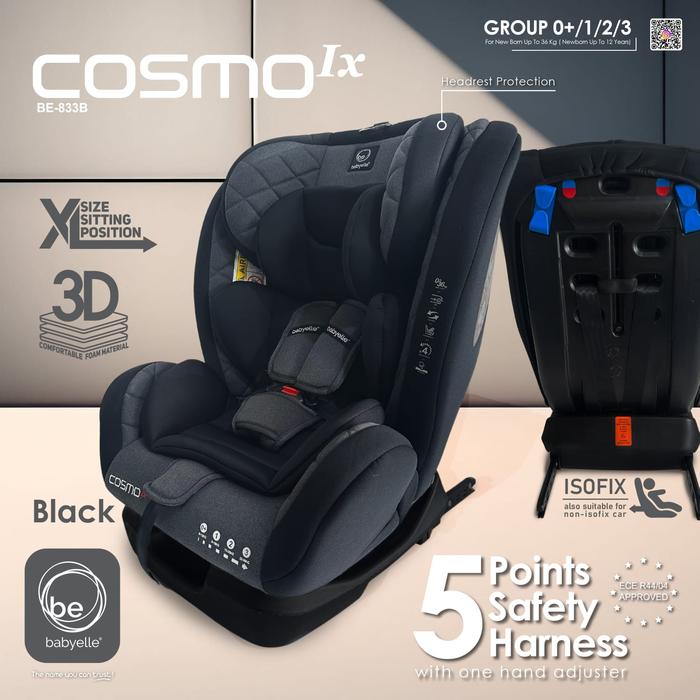Gambar Car Seat Bayi Babyelle Cosmo lx / Kursi Mobil Anak Carseat Isofix - BLACK, PLASTIC WRAP dari Tembem Baby Mart undefined Tokopedia