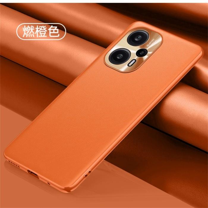 Gambar Casing Xiaomi POCO F5 5G Leather Case Vegan Metal Lens Protection - Orange dari BERKAH AYASHA undefined Tokopedia
