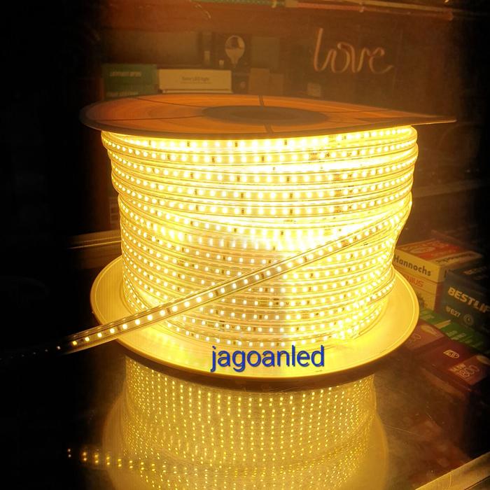 Gambar LED Strip 2835 220V 120LED/m bisa potong per 20cm socket jepit - LED Warm White dari jagoanled undefined Tokopedia