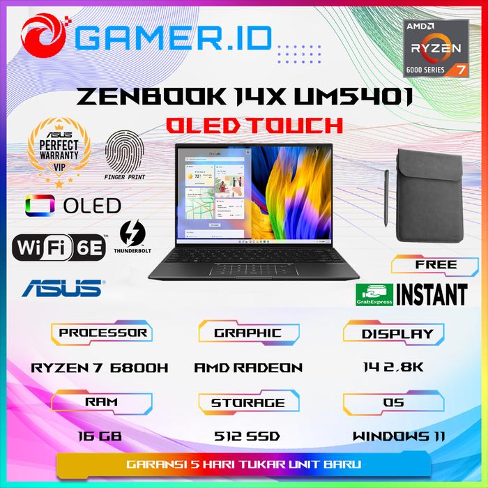 Gambar Asus Zenbook 14X OLED UM5401RA Ryzen 7-6800H 16GB 512 SSD 2.8K TOUCH - Normal, windows 11 dari GAMER.ID undefined Tokopedia