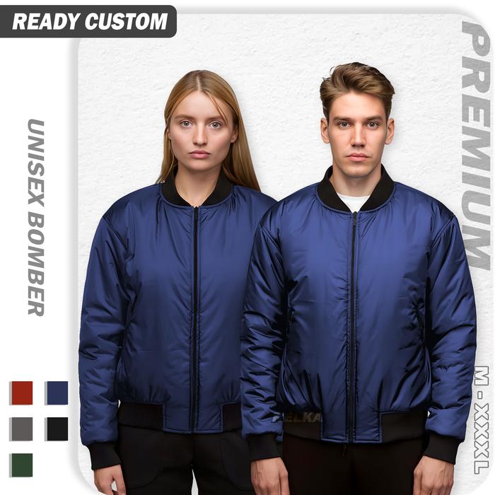 Gambar Jaket Bomber Pria Wanita Premium Murah Berkualitas - NAVY - NAVY, M dari TOKO RELKA undefined Tokopedia