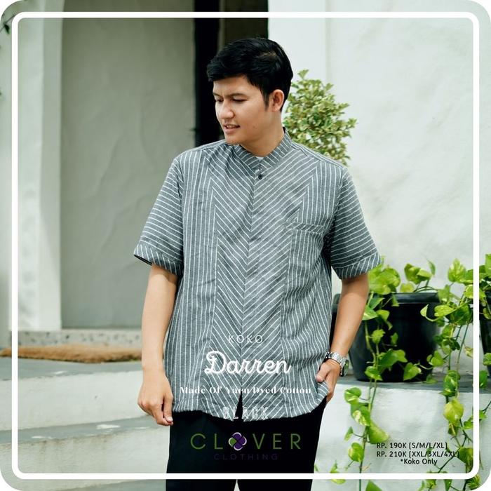 Gambar Koko Pria Lengan Pendek Clover Clothing Koko Darren - Black, S dari Griya Muslim Amanah 2 undefined Tokopedia