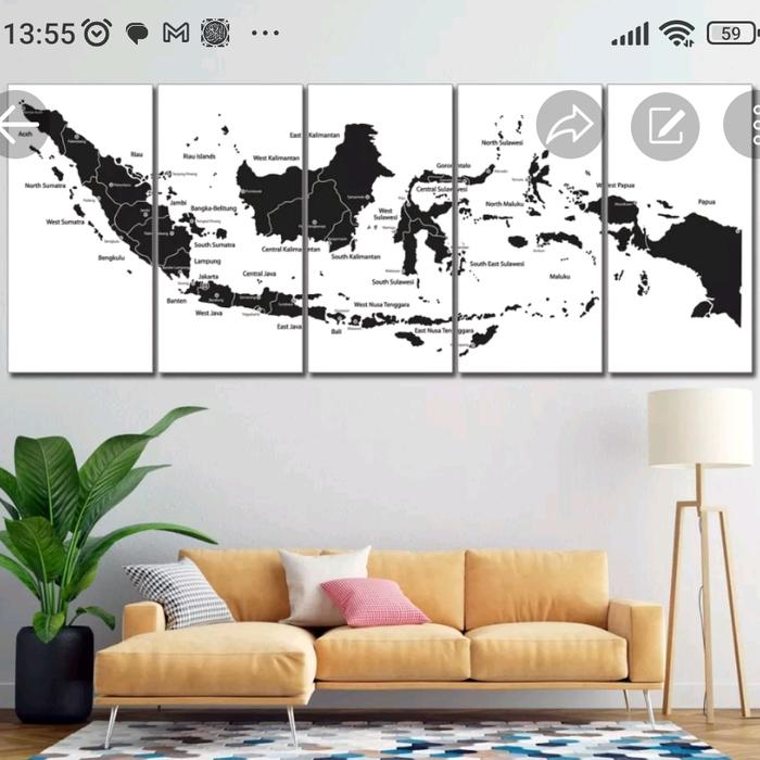 Gambar Hiasan Dinding peta indonesia 150x60cm Jumbo Peta Dunia isi 5 pcs - IDT5-150x60 dari AD Art undefined Tokopedia