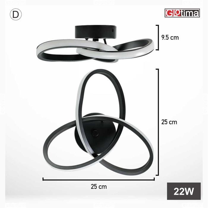 Gambar Lampu Plafon Plafond Gantung Hias LED Modern Ceiling Light 3 Warna - Model D 22W dari Glotima undefined Tokopedia