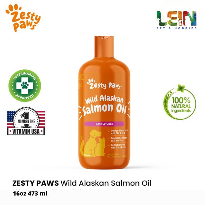 Gambar Zesty Paws Pure Wild Alaska Salmon Oil - Vitamin Omega Anjing - 946 ml - 473ml dari LeinPetHobbies undefined Tokopedia