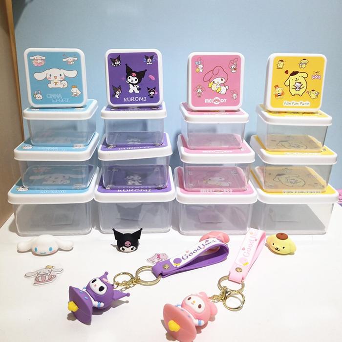 Gambar Tempat Makan Kotak Bekal Sekat Handle Lunch Box Set Sendok Garpu Anak - set 4pcs, Kuromi dari Finestkind Shop undefined Tokopedia