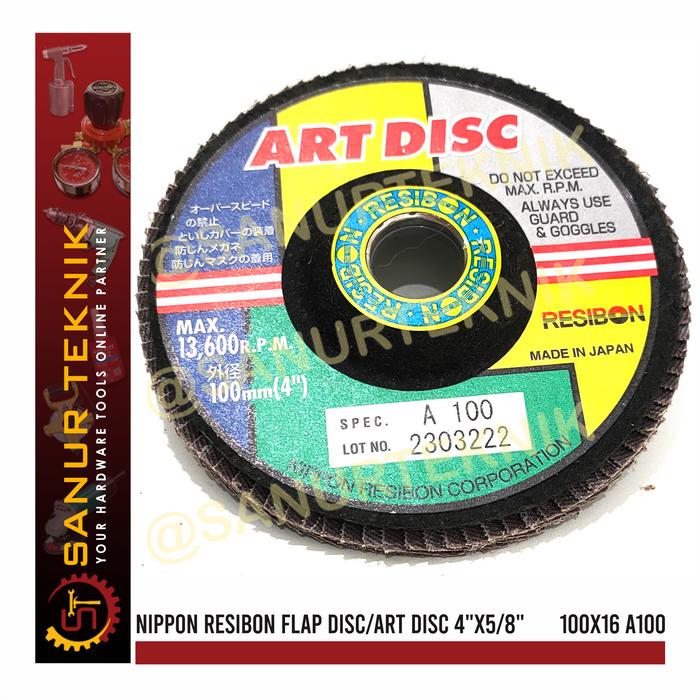 Gambar Nippon Resibon FLAP DISC / ART DISC 4" x 5/8" atau 4inch 100x16 A100 dari Sanur Teknik undefined Tokopedia