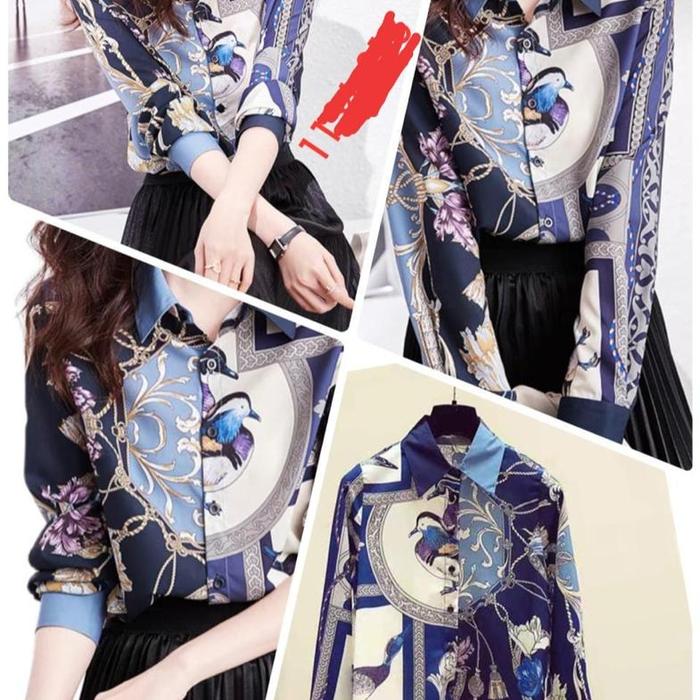 Gambar KEMEJA BKK TAG LABEL FASHION - bird ijo/blue dari chintina undefined Tokopedia