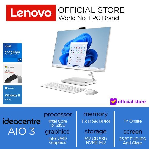 Gambar Lenovo IdeaCentre AIO 3 24IAP7 Core i3-1215U 8GB 512GB W11 OHS - White, Upgrade to 16GB dari Lenovo Official undefined Tokopedia
