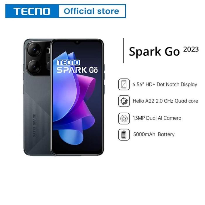 Gambar Tecno Spark GO 2023 4/64 gb new garansi resmi - Hitam dari Ge2gadget undefined Tokopedia