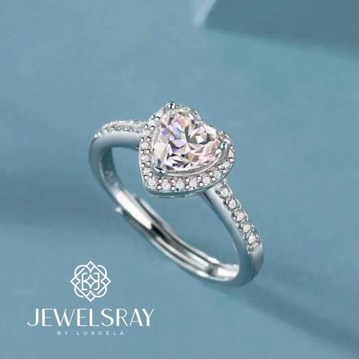 Gambar Cincin Kawin Amora Halo Moissanite - Heart Cut 1 Carat Diamond Look - Tanpa Gift dari Luxoela undefined Tokopedia