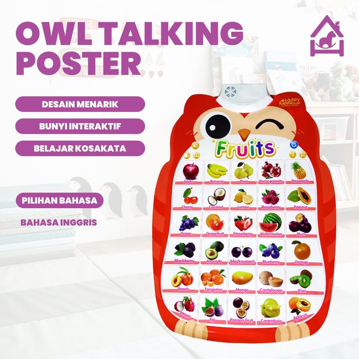 Gambar Mainan Poster Edukasi Suara Anak Belajar Bahasa Indonesia Inggris Arab - owlbuah(ing) dari Happyplay.toys undefined Tokopedia