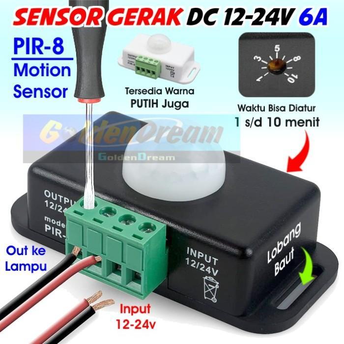 Gambar Sensor Gerak DC 12v 24v DC 6A PIR Motion Sensor Saklar Otomatis PIR-8 - Hitam dari barokah auto1 undefined Tokopedia