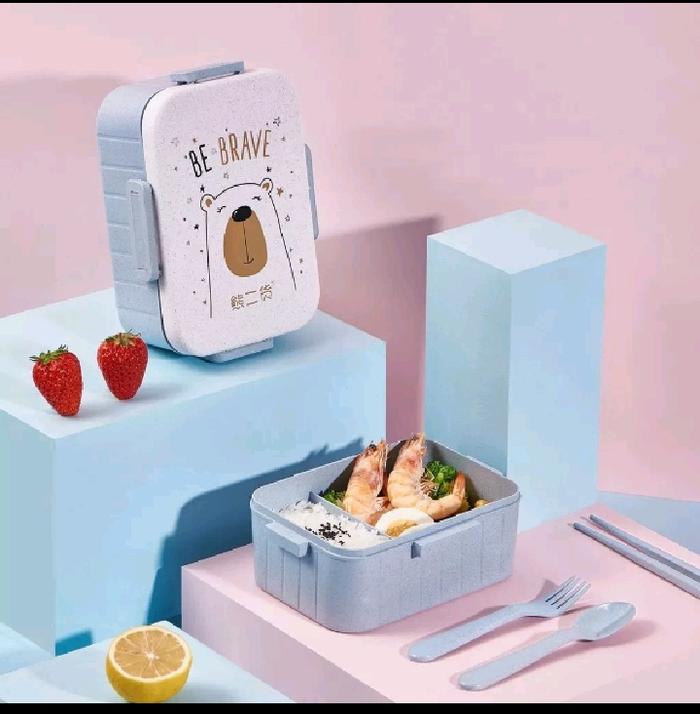 Gambar Lunch Box 2 Sekat 1000 Ml FoodGrade Kualitas Tebal - Be Brave Biru dari GrosirProvidensifitshop undefined 5 Tokopedia