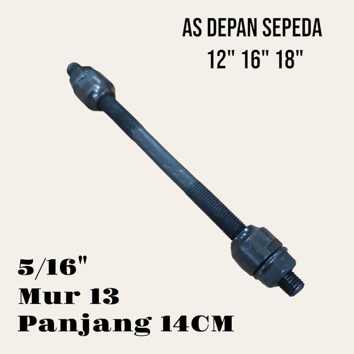 Gambar as roda sepeda depan belakang inner hub mur 13 dan 15 - DEPAN 14CM BK dari Nona & Sinyo undefined Tokopedia