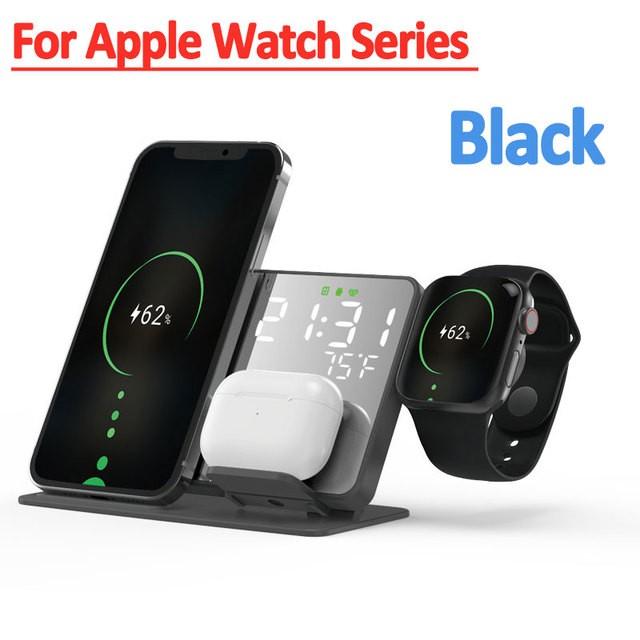Gambar ELAVO Wireles Fast Charging 4 in 1 Lampu Charger iWatch Iphone Airbuds - Hitam, Apple Watch dari WOOSH Official undefined Tokopedia