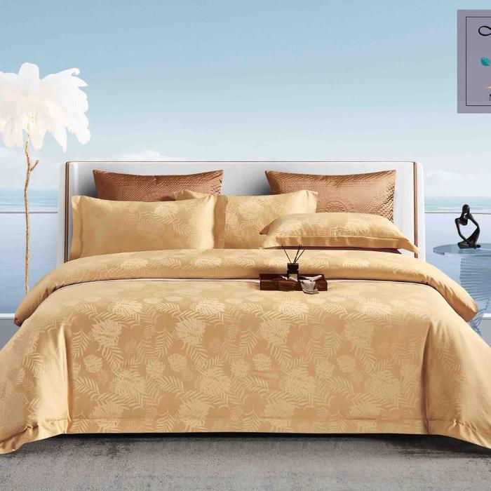 Gambar sprei & bedcover tencel jacquard silk organik motif Mr228102 (Yanti) - coklat muda, BCS dari berkah jaya sprei undefined Tokopedia