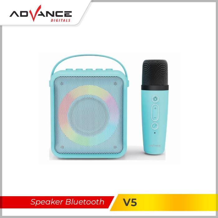 Gambar Speaker Portable Bluetooth Advance V5 RGB 2" Free Mic Wireless Karaoke - Blue dari CJMART99 undefined Tokopedia