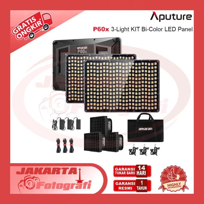 Aputure Amaran P60x LED Video Light – 60W Bi-Color, 3200K–6500K, 5070+ Lux, App Control, Includes Softbox