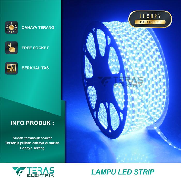 Gambar Lampu led strip selang outdoor meteran - Blue, 10 Meter dari TERAS ELEKTRIK undefined Tokopedia
