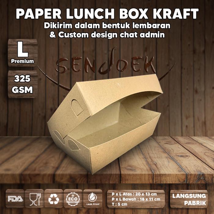Gambar LUNCH BOX PAPER COKLAT KRAFT SIZE LARGE | KOTAK MAKAN TAKEAWAY POLOS - L PREMIUM dari Sendoek undefined Tokopedia