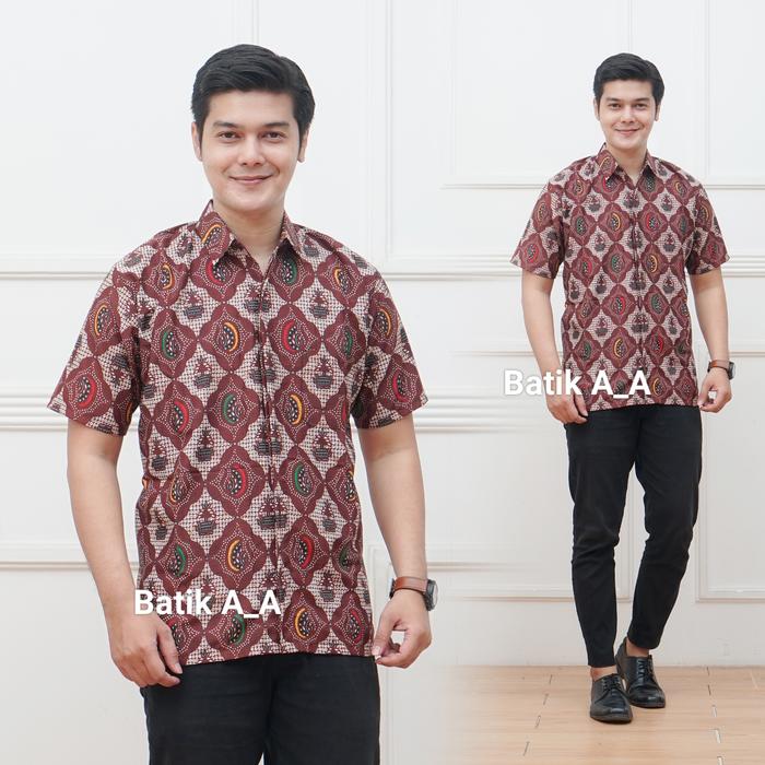 Gambar Kemeja Batik Pria Lengan Pendek Modern Terbaru M L XL XXL 3L 4L 5L - BINTANG JAYA, 7L dari Batik A A Pekalongan undefined Tokopedia
