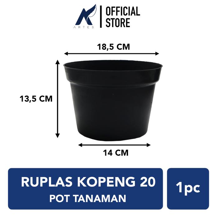 Gambar RUPLAS KOPENG 20 Pot Polos Tanaman Hias Bunga Plastik Diameter 20 cm - Hitam dari Artes Official Store undefined Tokopedia