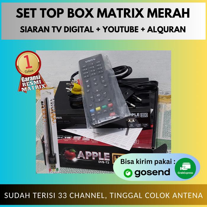 Gambar Set Top Box Matrix Apple Merah STB TV Digital Garansi Resmi - STB plus Dongle dari Digital Electric Store undefined Tokopedia