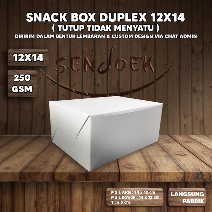 Gambar SNACK BOX KOTAK PUTIH 250 GSM | DUS SNACK POLOS 250 GSM - 14x12 dari Sendoek undefined Tokopedia