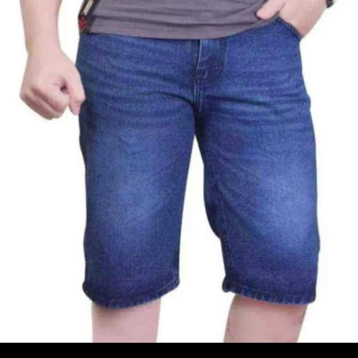 Gambar celana jeans pendek pria jumbo dewasa bahan denim ngaret slim fit - Biru, 31 dari EMERALD GARMENT undefined Tokopedia