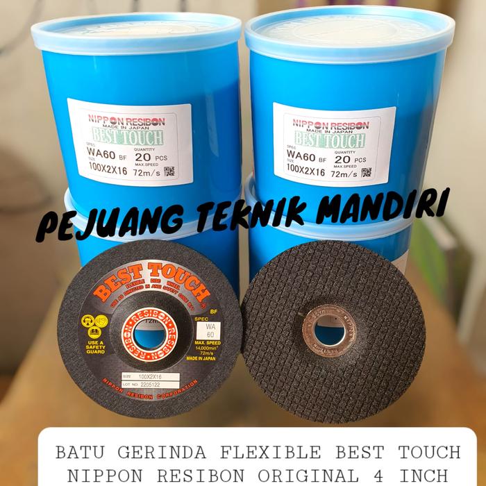 Jual BATU GERINDA FLEXIBLE NIPPON RESIBON BEST TOUCH WA60 WA 60 4 INCH ...