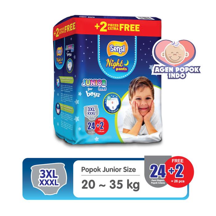 Gambar SENSI NIGHT JUNIOR PANTS 3XL 24 Boy Girl Popok Celana XXXL 24+2 - Boys dari Agen Popok Indo undefined Tokopedia